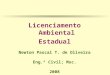 Licenciamento Ambiental Estadual Newton Pascal T. de Oliveira Eng.º Civil; Msc. 2008