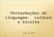 Perturbações da Linguagem:  Leitura e Escrita Julho de 2010