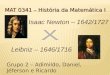 MAT 0341 – História da Matemática I