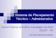 Sistema de Planejamento Técnico – Administrativo Arq. Flavio Macedo de Andrade Centro Federal de Ensino Tecnológico do Pará CEFET - PA