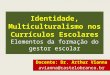 Identidade, Multiculturalismo nos Currículos Escolares Elementos da formação do gestor escolar Docente: Dr. Arthur Vianna avianna@castelobranco.br