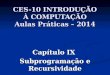CES-10 INTRODUÇÃO À COMPUTAÇÃO Aulas Práticas – 2014 Capítulo IX Subprogramação e Recursividade