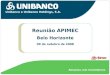 Relações com Investidores Unibanco e Unibanco Holdings, S.A. Reunião APIMEC Belo Horizonte 09 de outubro de 2008