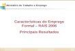 Características do Emprego Formal – RAIS 2006 Principais Resultados Ministério do Trabalho e Emprego