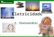 Eletricidade 1. Eletrostática. 2 Um objeto eletricamente neutro Tem o mesmo número de prótons e elétrons Um objeto com carga positiva Perdeu elétrons