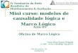 Mini curso: modelos de causalidade lógica e Marco Lógico Rio de Janeiro - RJ 13/08/2012 Victor Maia Senna Delgado e-mail: victor.maia@fjp.mg.gov.br Aula