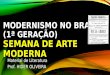 MODERNISMO NO BRASIL (1 GERA‡ƒO) SEMANA DE ARTE MODERNA Material de Literatura Prof. HIDER OLIVEIRA