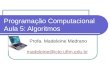 Programação Computacional Aula 5: Algoritmos Profa. Madeleine Medrano madeleine@icte.uftm.edu.br madeleine@icte.uftm.edu.br