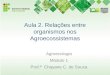 Aula 2. Relações entre organismos nos Agroecossistemas Agroecologia Módulo 1 Prof.ª Chayane C. de Souza