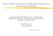 1 Fórum Mercosul sobre Integração Regional e Sistemas de Saúde Questões Estratégicas da Integração Regional para as Políticas e Sistemas de Saúde no Mercosul