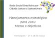 Rede Social Brasileira por Cidade Justas e Sustentáveis Teresópolis – 27 e 28 de março Planejamento estratégico para 2010 Metas e objetivos