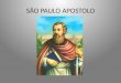 SÃO PAULO APOSTOLO. HISTÓRIA São Paulo, Apóstolo nasceu em Tarso na Cilícia, era judeu e cidadão romano. Seus pais deram-lhe o nome de Saul (nome do primeiro