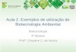 Aula 2. Exemplos de utilização de Biotecnologia Ambiental Biotecnologia 3º Módulo Profª. Chayane C. de Souza