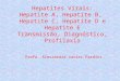 Hepatites Virais: Hepatite A, Hepatite B, Hepatite C, Hepatite D e Hepatite E Transmissão, Diagnóstico, Profilaxia Profa. Alessandra Xavier Pardini