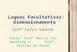 Lagoas Facultativas: Dimensionamento Profº Carlos Eduardo Fonte: Profº Marcos Von Sperling e Profª. Gersina da Rocha