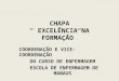 CHAPA “ EXCELÊNCIA NA FORMAÇÃO” COORDENAÇÃO E VICE-COORDENAÇÃO DO CURSO DE ENFERMAGEM ESCOLA DE ENFERMAGEM DE MANAUS