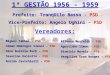 1ª GESTÃO 1956 - 1959 Prefeito: Tranqüilo Basso - PSD Vice-Prefeito: Angelo Ughini - PSD Prefeito: Tranqüilo Basso - PSD Vice-Prefeito: Angelo Ughini -