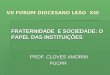 VII FORUM DIOCESANO LEÃO XIII FRATERNIDADE E SOCIEDADE: O PAPEL DAS INSTITUIÇÕES PROF. CLOVES AMORIM PROF. CLOVES AMORIMPUCPR