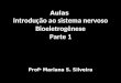 Aulas Introdução ao sistema nervoso Bioeletrogênese Parte 1 Prof a Mariana S. Silveira