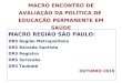 MACRO ENCONTRO DE AVALIAÇÃO DA POLÍTICA DE EDUCAÇÃO PERMANENTE EM SAÚDE MACRO REGIÃO SÃO PAULO: DRS Região Metropolitana DRS Baixada Santista DRS Registro