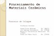 Processamento de Materiais Cerâmicos Processo de Colagem 1 Professor Anselmo André Pinto MachadoRA: 280275 Léo Rodrigo BossonarioRA: 279560 Mauricio Vasconcellos