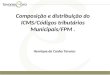 1Outubro 2008 Henrique da Cunha Tavares Composição e distribuição do ICMS/Códigos tributários Municipais/FPM. Henrique da Cunha Tavares