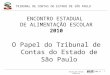 TRIBUNAL DE CONTAS DO ESTADO DE SÃO PAULO Escola de Contas Públicas Slide nº 1 ENCONTRO ESTADUAL DE ALIMENTAÇÃO ESCOLAR 2010 O Papel do Tribunal de Contas
