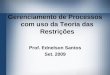 Gerenciamento de Processos com uso da Teoria das Restrições Prof. Ednelson Santos Set. 2009