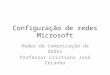 Configuração de redes Microsoft Redes de comunicação de dados Professor Cristiano José Cecanho
