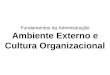 Fundamentos da Administração Ambiente Externo e Cultura Organizacional