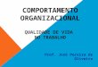 COMPORTAMENTO ORGANIZACIONAL QUALIDADE DE VIDA NO TRABALHO Prof. José Pereira de Oliveira