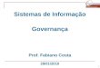 1 Sistemas de Informação Governança Prof. Fabiano Costa 29/01/2010