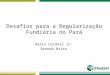 Desafios para a Regularização Fundiária no Pará Dário Cardoso Jr. Brenda Brito