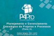 Planejamento e Gerenciamento Estratégico de Projetos e ... e... · P4Pro®-Gerenciamento por Projetos –Todos os Direitos Reservados Instrutor Certificado CBBP pela ABPMP International