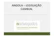 ANGOLA – LEGISLAÇÃO ão cambial angolana.pdf · PDF fileANGOLA 2 • Processo de investimento em Angola • Desenvolvimento da actividade Obriga a que se tenha presente a política