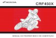 CRF450X (00X6B-MEY-002) - honda.com.br · manter o equilíbrio e controle do quadriciclo. Pilote somente off-road A sua CRF foi projetada e fabricada somente para uso off- ... pedal