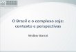O Brasil e o complexo soja: contexto e perspectivas · Complexo soja na Balança Comercial Elevada participação nas exportações totais do Brasil É o setor cuja participação