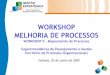 WORKSHOP MELHORIA DE PROCESSOS - Portal do Ministério ... · dos elementos e do objetivo Desenho do fluxograma atual Análise e melhoria dos processos Identificação dos problemas,