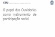 O papel das Ouvidorias como instrumento de participação socialredd.mma.gov.br/images/salvaguardas/Apresentao-Rede-de-Ouvidorias.pdf · Poder Executivo, Judiciário e Legislativo