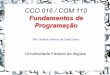 CCO 016 / COM 110 - UNIFEI · C – A Linguagem de Programação Editora Campus – 2002 Ascencio, A. F. G. e Campos, E. A. V. Fundamentos de Programação de Computadores – Algoritmos,