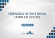 SEMINÁRIO INTERSETORIAL EMPREGO JUVENIL · 2017-01-18 · empresas de médio e grande porte mantenham em seus quadros de funcionários, ... e façam o curso técnico-profissionalizante