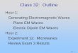 Class 32: Outline - MIT OpenCourseWare · 2019-08-15 · P32- 4 Properties of EM Waves 8 00 1 310 m vc µε s == =× 0 0 E E c BB = = Travel (through vacuum) with speed of light At