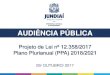 Apresentação do PowerPoint - Prefeitura de Jundiaí...09/ OUTUBRO/ 2017 Projeto de Lei nº 12.358/2017 Plano Plurianual (PPA) 2018/2021 AGENDA Base Legal Conjuntura Econômica Nacional