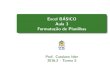 Excel BÁSICO Aula 3 Formatação de Planilhas · 2017-04-03 · Formatos Impress~ao de documentos Exerc cios Programa da Aula Formata˘c~ao das C elulas ... Aula 3 7 / 40 Programa