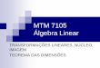 MTM 7105 Álgebra Linear › ~daniel › 7105 › transforma2.pdf · seja T : V W uma transformação linear. Dizemos que : T é sobre se imT = W. T é injetora se T(v 1) = T(v 2)