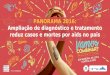 PANORAMA 2016: Ampliação de diagnóstico e …...2015 2016 2017* Primeira dispensa TARV total 16% 9% 11% Investimento total do Governo Brasileiro para este ano será de R$ 1,1 bilhão