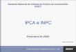 IPCA e INPC 2020-03-11آ  IPCA â€“Monitorados - mأھs Item Variaأ§أ£o (%) Janeiro Fevereiro IPCA 0,21