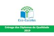Entrega dos Diplomas de Qualidade 2019 - Eco-Escolas...Entrega dos Diplomas de Qualidade 2019 Nº de Escolas Visitadas em 2018/19 TOTAL DE VISITAS: 110 8 22 39 41 0 5 10 15 20 25 30