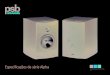 Especificações da série Alpha · 118 x 182 x 162 mm 1,9 kg/cada 4,0 kg/o par Negro ou branco* (Câmara anecóica) (1 W (2,83 V) a 1 M, Ruído rosa com filtro IEC, Ponderação