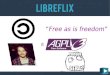 É de comer? - Blog da LibreflixPlayer. Interação com o usuário. Servidor (performance). UX/UI R$317 P2P WebRTC. Comunidade 0/ t.me/libreflix_org t.me/libreflix NotABug.org/libreflix